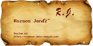 Rozsos Jenő névjegykártya